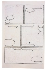 Louise Hopkins, 2003, Untitled (452) [partly erased comic 40 x 32 cm]